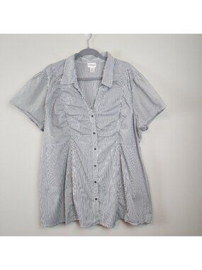 Motherhood Maternity short sleeve button up shirt stripes plus size 2XL office